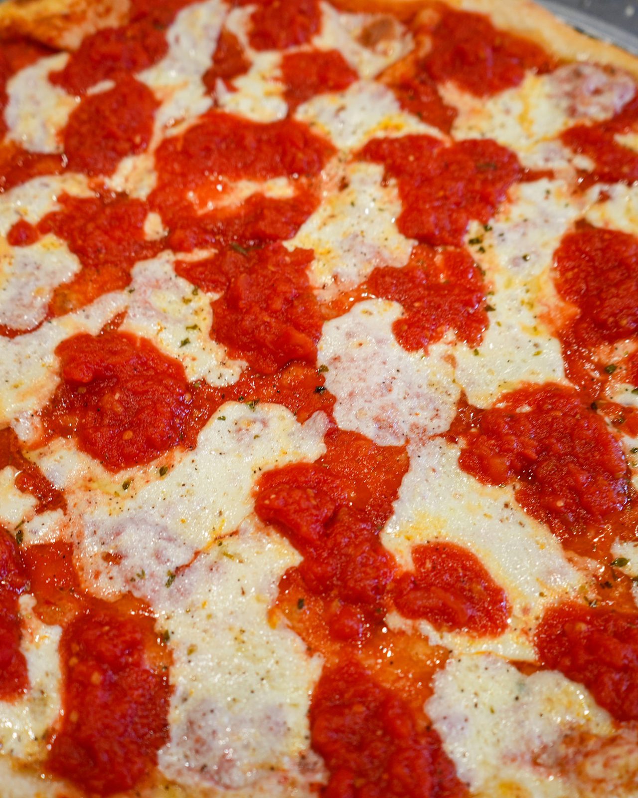 Round pie with mozzarella and marinara