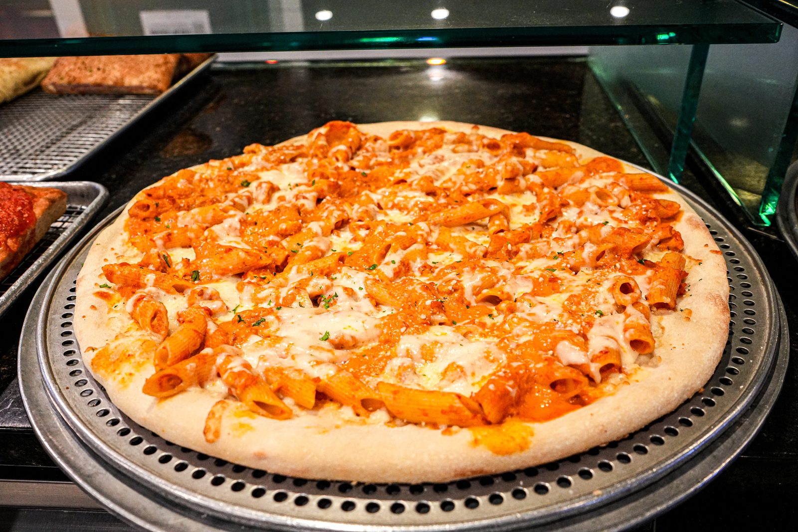 Pasta pie in the case