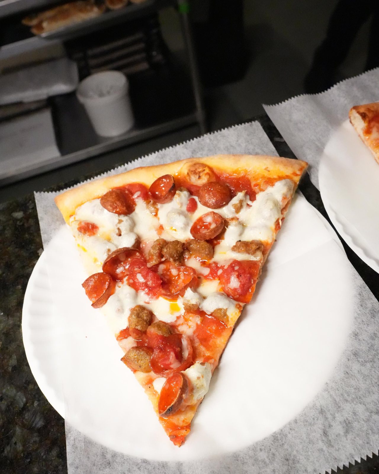 Sausage, pepperoni and ricotta slice