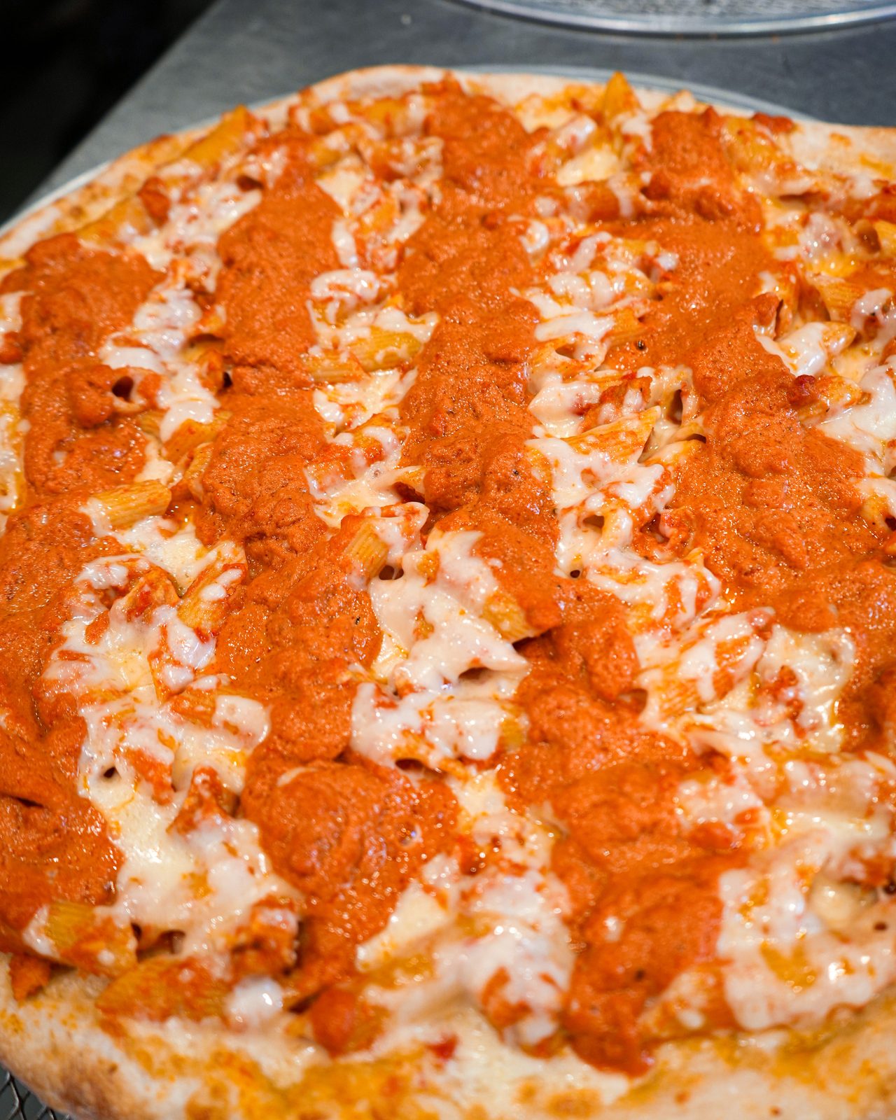 Pie striped with vodka sauce